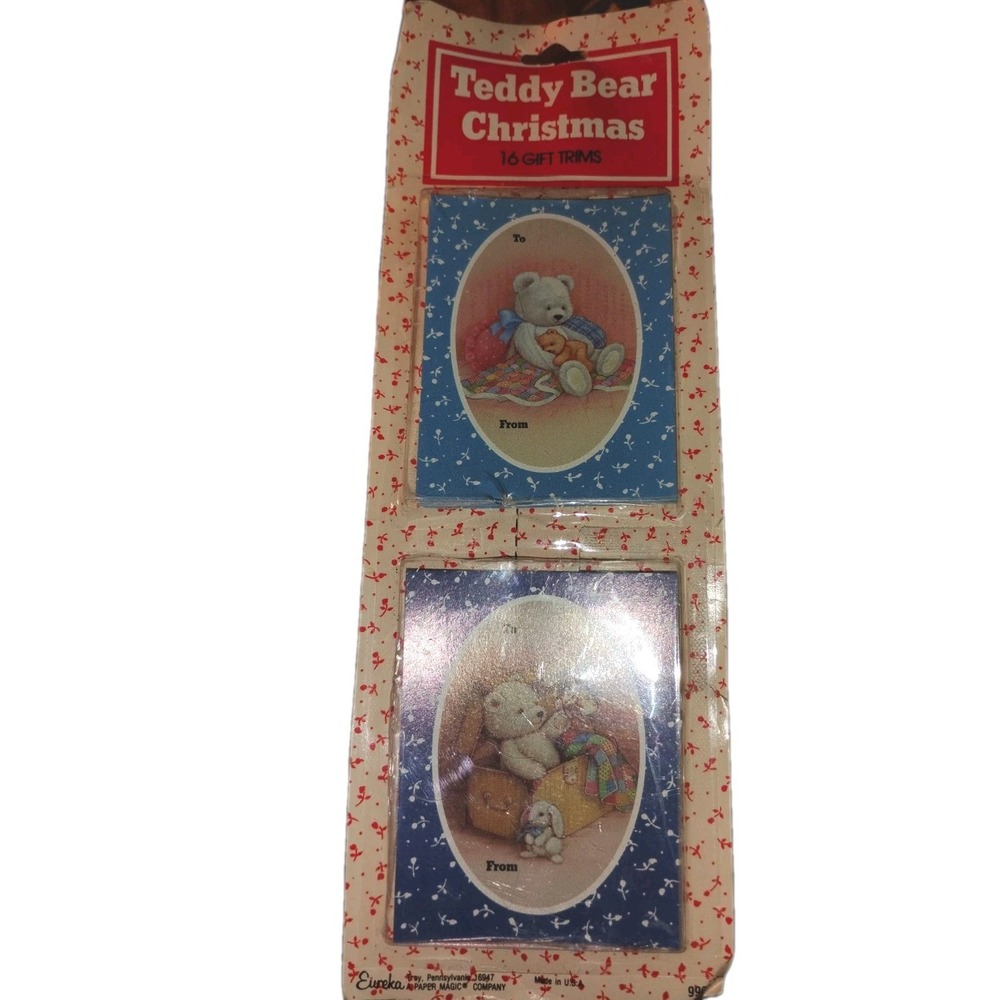 Vintage 1980's Teddybear Christmas Gift-Tags  Trims / Cards‎ Eureka  NEW NOP